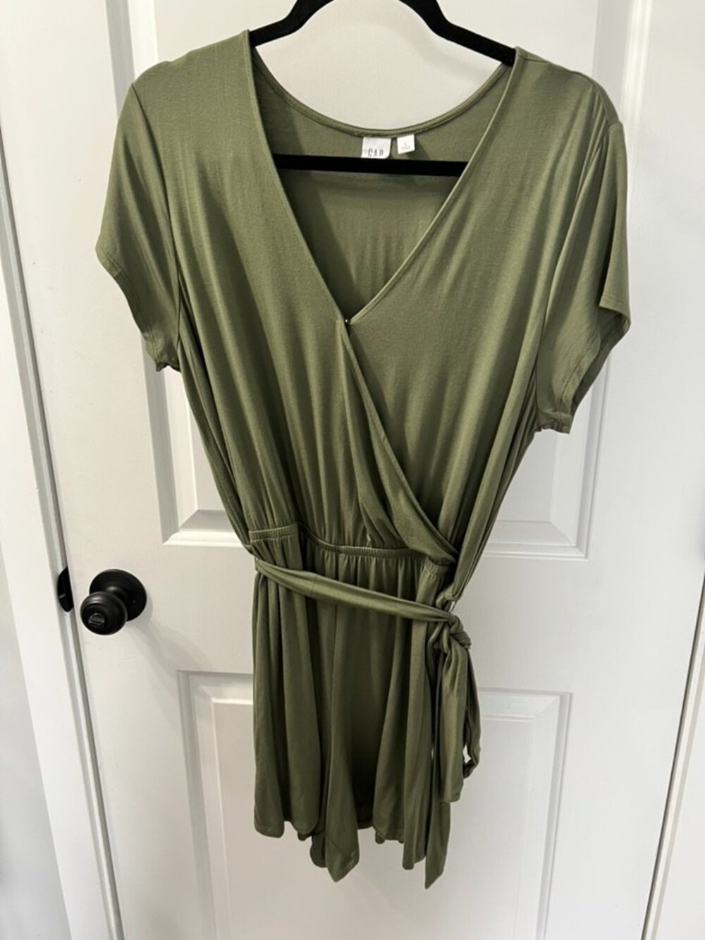 GAP Olive Green Faux Wrap Shorts Romper Large